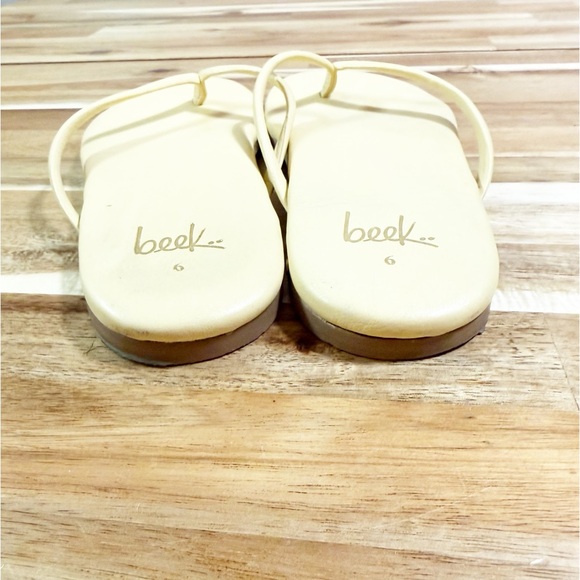 Beek Sunbeam Flip Flop Leather Flat Thong Sandals in Glow Pale Yellow size 6 - Picture 10 of 14